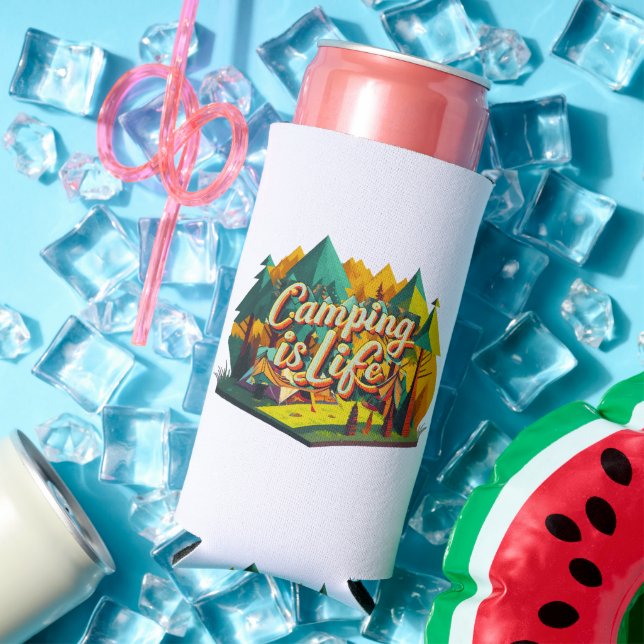 Camping is Life Seltzer Can Cooler (In Situ Summer)