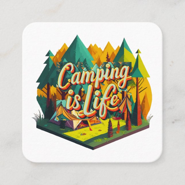 Camping is Life Square Business Card (Front)