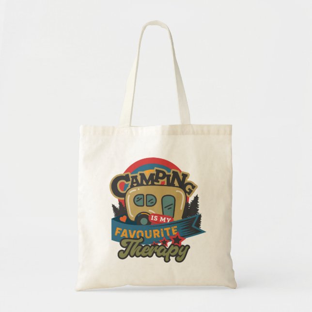 Camping Is My Favourite Therapy Tote Bag (Front)