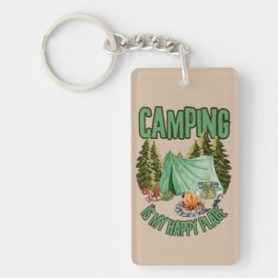 Camping is my happy place acrylic keychain