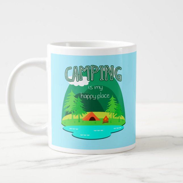 Camping is My Happy Place Large Coffee Mug (Left)