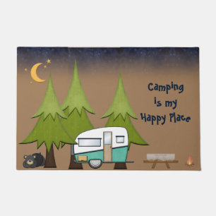 Camping Is My Happy Place Personalised RV Doormat