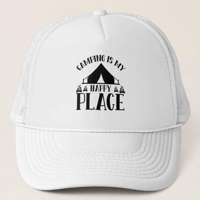 Camping is my happy place trucker hat (Front)