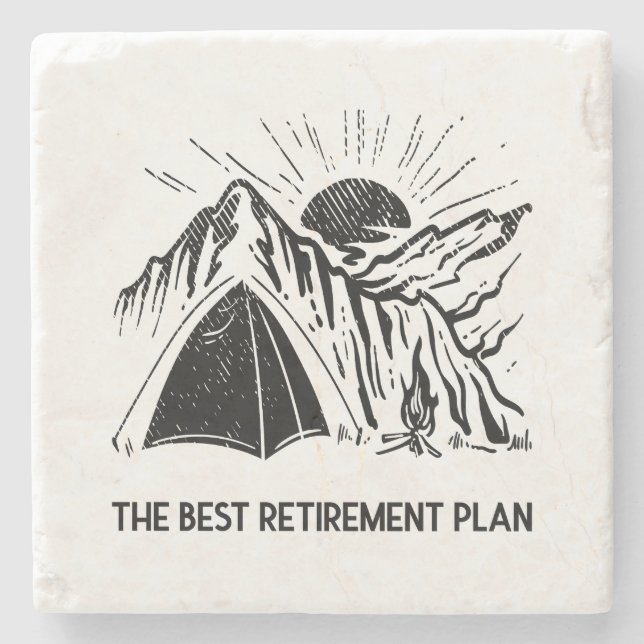 Camping Is My Retirement Plan Retired Camper Stone Coaster (Front)