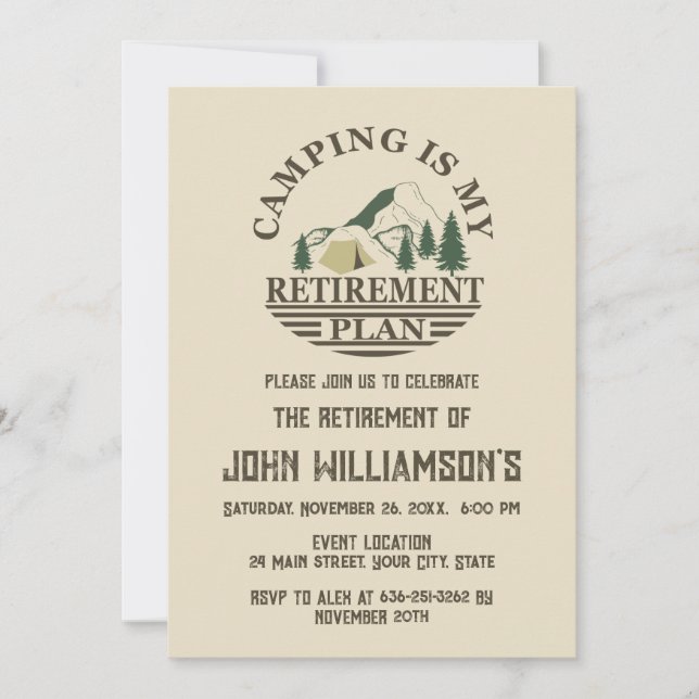 Camping is my retirement plan retired party invitation (Front)