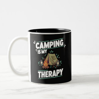 Camping Is My TheraFor Outdoors  Two-Tone Coffee Mug