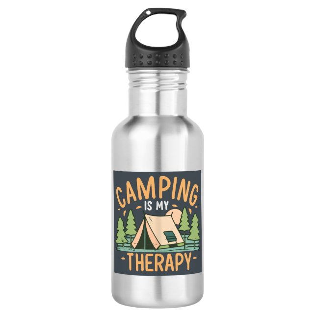Camping Is My Therapy 532 Ml Water Bottle (Front)