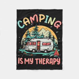Camping Is My Therapy Campfire Summer Camp Family  Fleece Blanket