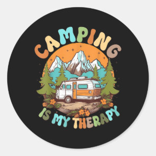 Camping Is My Therapy Campfire Summer Camping Classic Round Sticker
