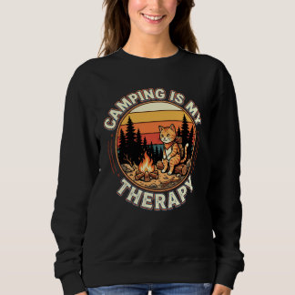 Camping Is My Therapy Cat Lover Outdoor Adventure Sweatshirt