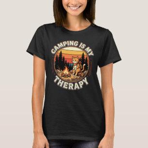 Camping Is My Therapy Cat Lover Outdoor Adventure T-Shirt