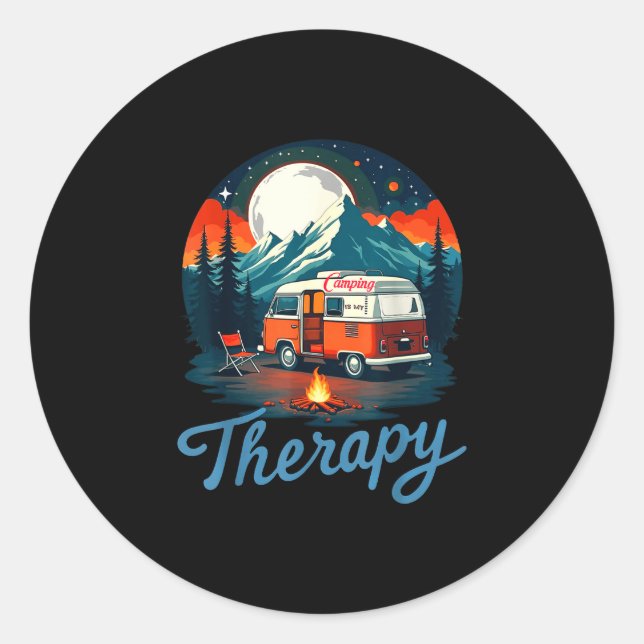 Camping is my therapy  classic round sticker (Front)