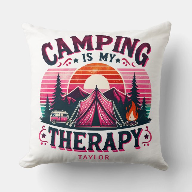 Camping Is My Therapy Cushion (Front)