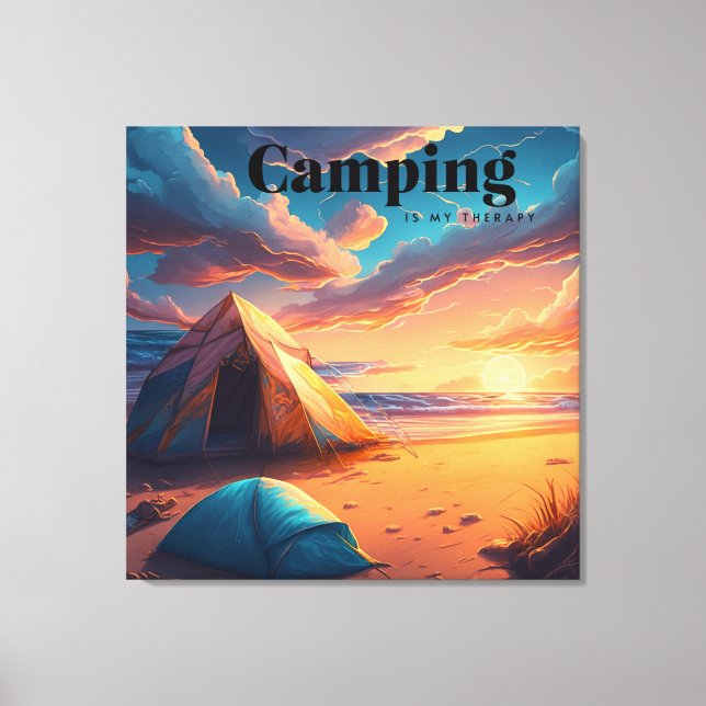 Camping is my Therapy | Digital Art Canvas Print (Front)