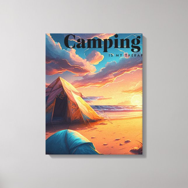 Camping is my Therapy | Digital Art Canvas Print (Front)