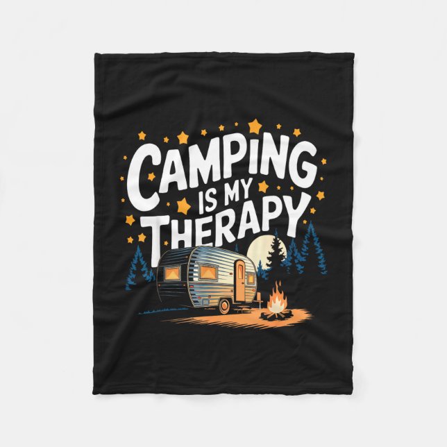 Camping is my therapy  fleece blanket (Front)