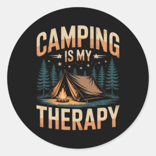 Camping Is My Therapy Fun Outdoor Campfire Family Classic Round Sticker