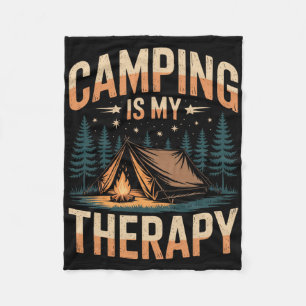 Camping Is My Therapy Fun Outdoor Campfire Family Fleece Blanket