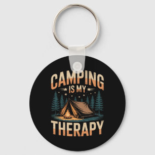 Camping Is My Therapy Fun Outdoor Campfire Family Key Ring