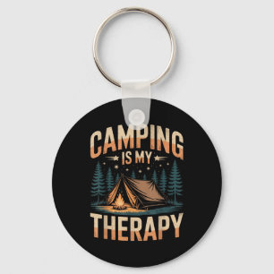 Camping Is My Therapy Fun Outdoor Campfire Family Key Ring