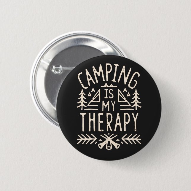 Camping is my therapy funny camper 6 cm round badge (Front & Back)