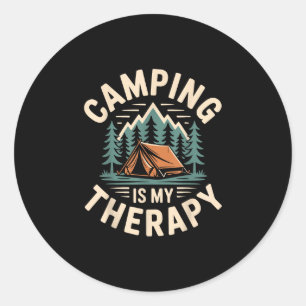 Camping is my therapy funny camper  classic round sticker