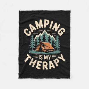 Camping is my therapy funny camper  fleece blanket