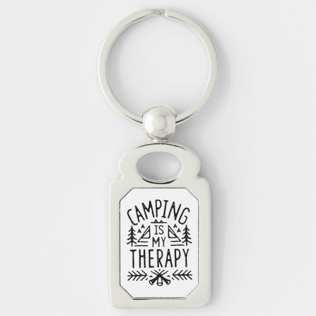 Camping is my therapy funny camper girl key ring (Front)