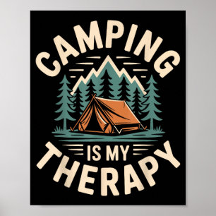 Camping is my therapy funny camper poster