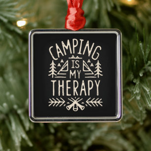 Camping is my therapy funny camper quotes rustic metal tree decoration