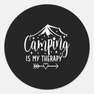 Camping Is My Therapy Funny Camping Lover Classic Round Sticker