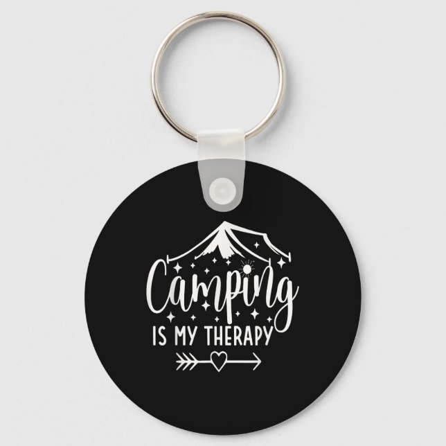 Camping Is My Therapy Funny Camping Lover  Key Ring (Front)