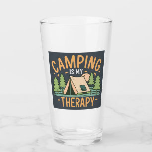 Camping Is My Therapy Glass
