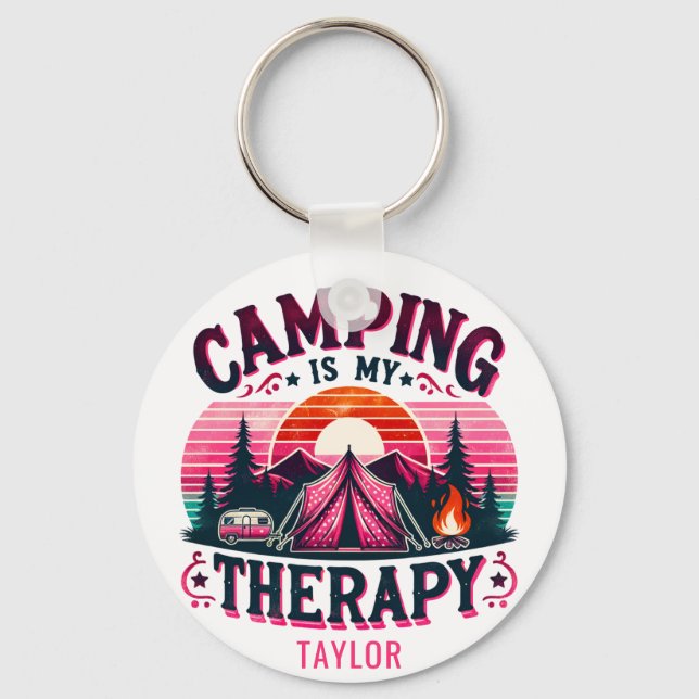 Camping Is My Therapy Key Ring (Front)