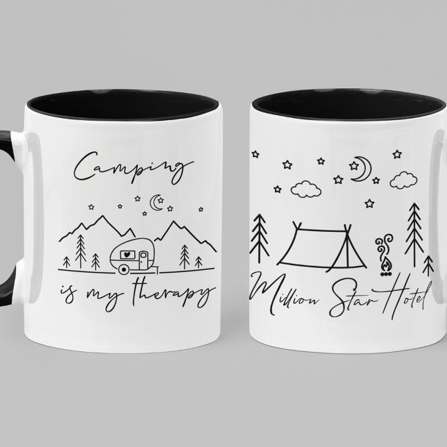 Camping is My Therapy & Million Star Hotel Quotes Mug (Camping is My Therapy & Million Star Hotel Quotes 11oz Coffee Mug)