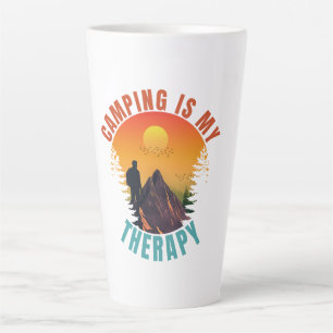 Camping is my therapy outdoor vacation gift latte mug