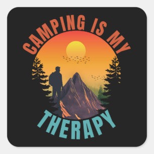 Camping is my therapy outdoor vacation gift square sticker