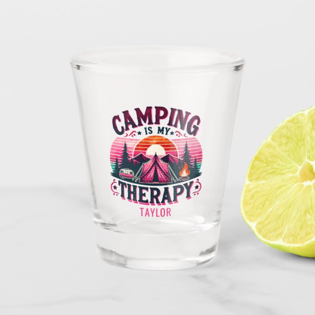 Camping Is My Therapy Shot Glass (Front)