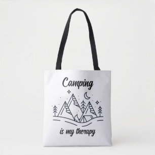 Camping is my therapy simple minimalist summer tote bag