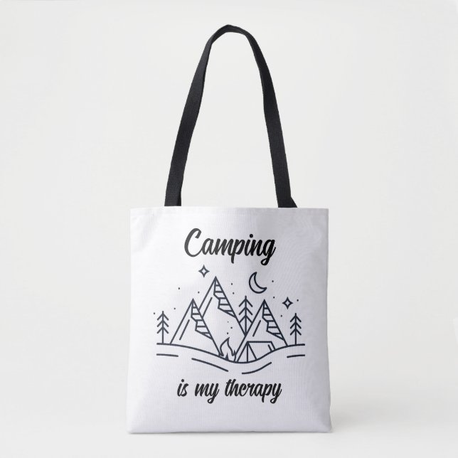 Camping is my therapy simple minimalist summer tote bag (Front)