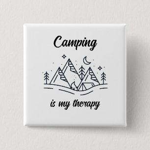Camping is my therapy simple summer 15 cm square badge