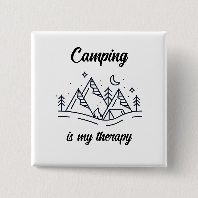 Camping is my therapy simple summer 15 cm square badge (Front)