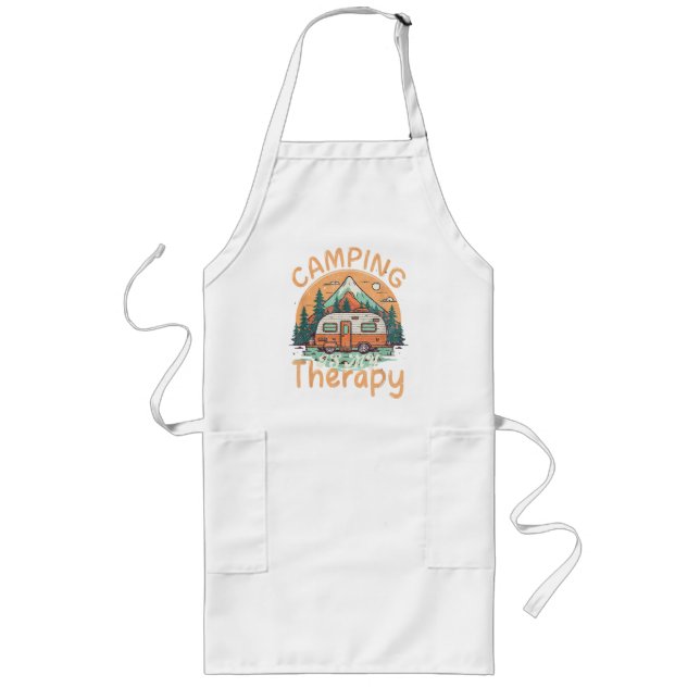 Camping Is My Therapy Summer Vacation Family Long Apron (Front)