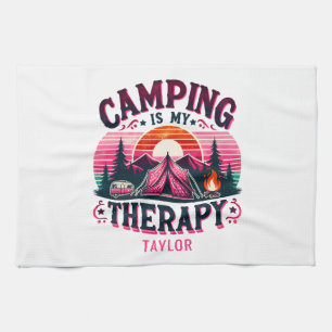 Camping Is My Therapy Tea Towel