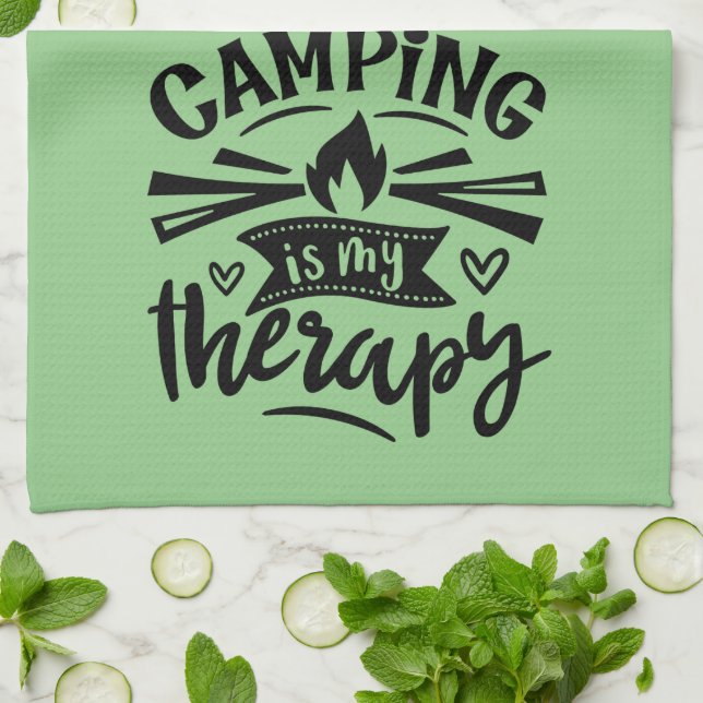 Camping Is My Therapy Tea Towel (Folded)