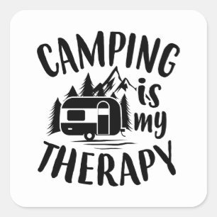 Camping is my therapy word art square sticker