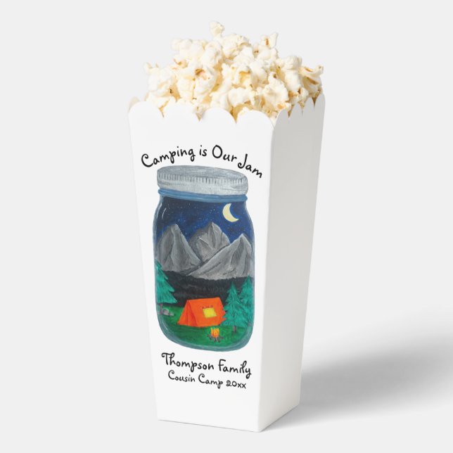 Camping is Our Jam Tent and Mountains in Jar Favour Box (Popped)