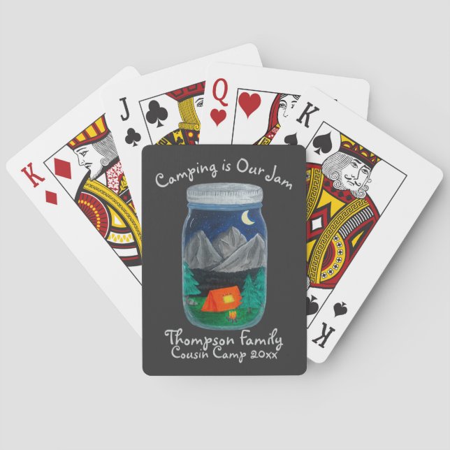 Camping is Our Jam Tent and Mountains in Jar Playing Cards (Back)