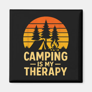 Camping is therapy design _ funny outdoor campfire magnet