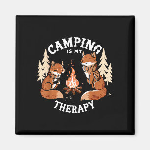Camping is therapy hike camping lover cute foxes magnet